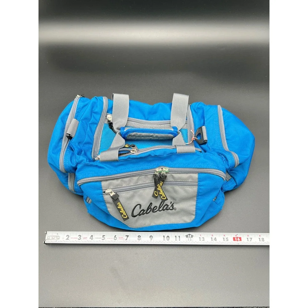 Cabelas Blue Grey Multi Pocket Gear Bag Fishing Tackle Outdoor Utility Duffle